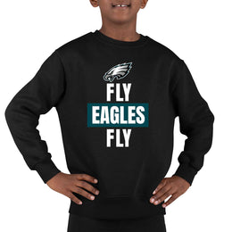 Philadelphia Eagles NFL Youth Team Slogan crewneck Sweatshirt - Black