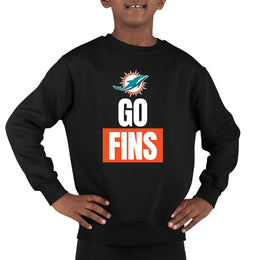 Miami Dolphins NFL Youth Team Slogan crewneck Sweatshirt - Black