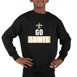 New Orleans Saints NFL Youth Team Slogan crewneck Sweatshirt - Black