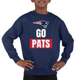 New England Patriots NFL Youth Team Slogan crewneck Sweatshirt - Navy