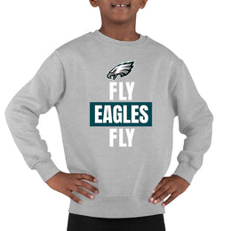 Philadelphia Eagles NFL Youth Team Slogan crewneck Sweatshirt - Gray