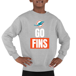 Miami Dolphins NFL Youth Team Slogan crewneck Sweatshirt - Gray
