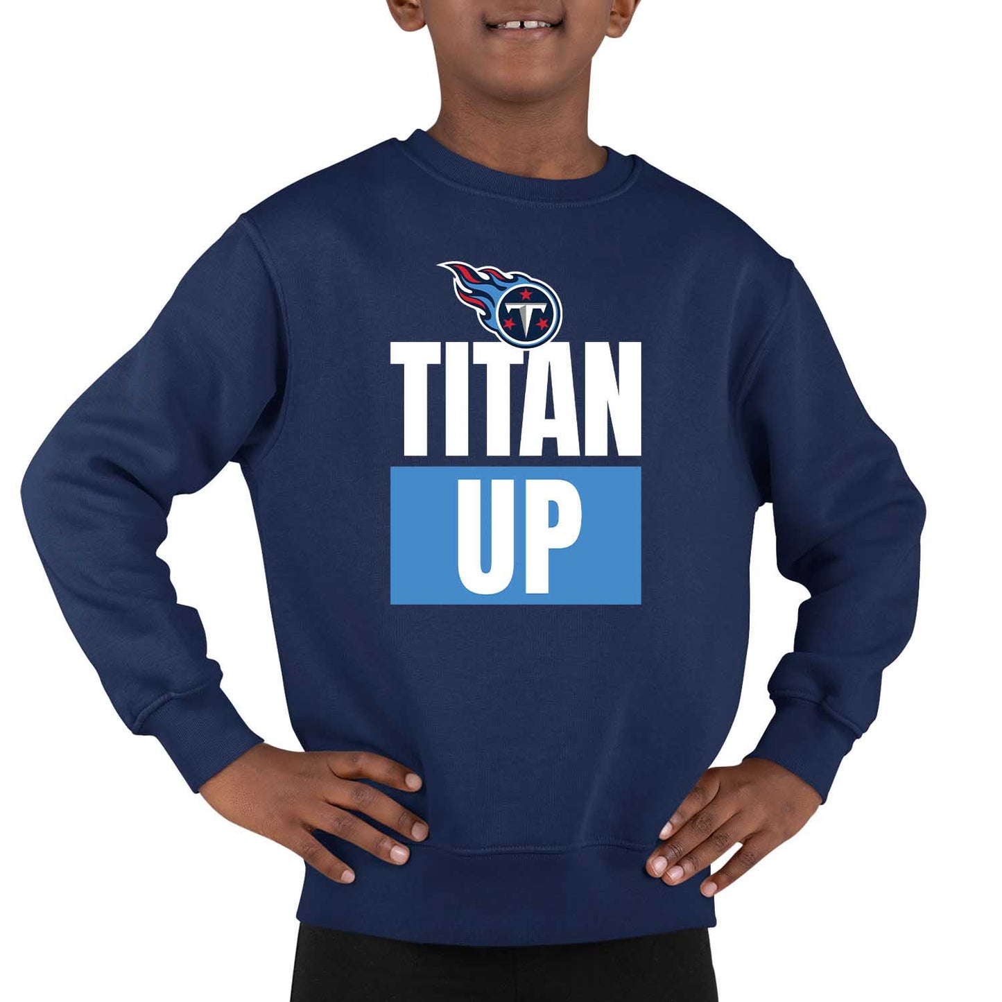 Tennessee Titans NFL Youth Team Slogan crewneck Sweatshirt - Navy