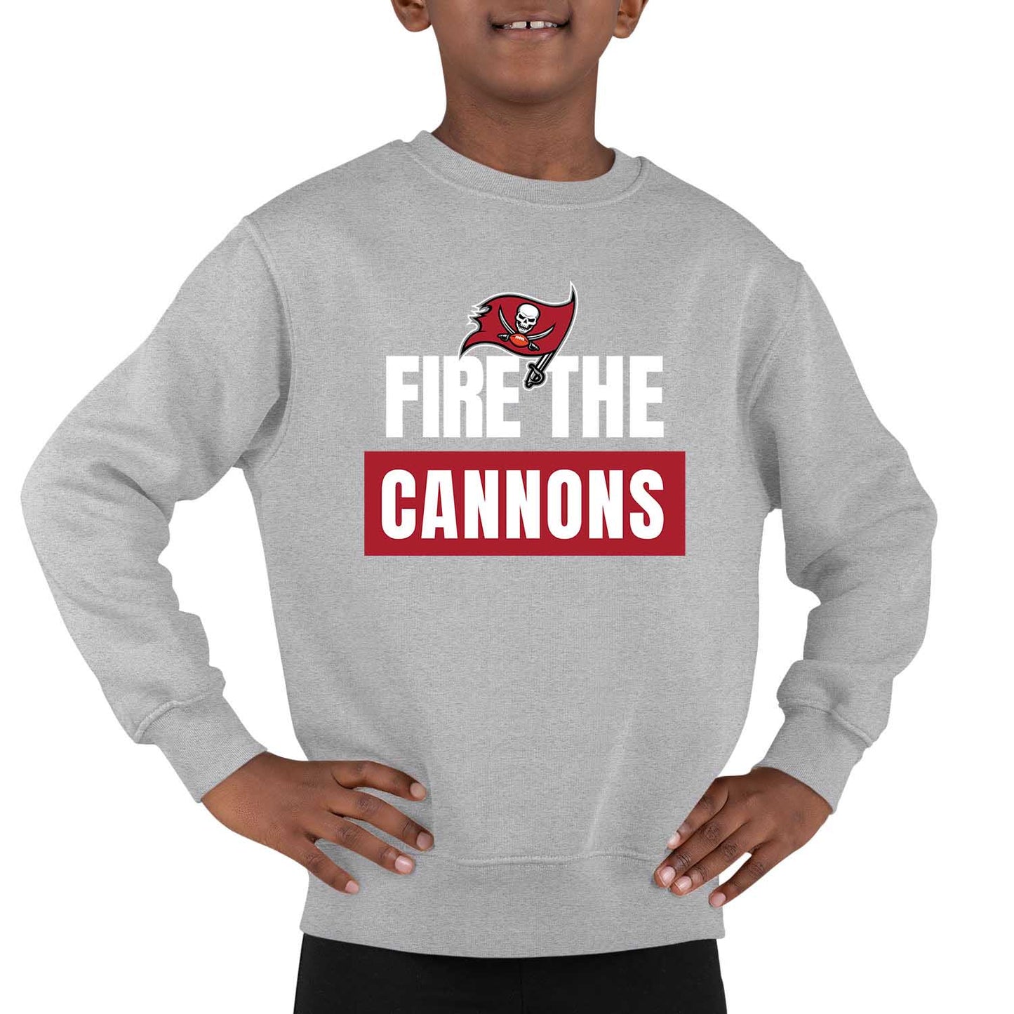 Tampa Bay Buccaneers NFL Youth Team Slogan crewneck Sweatshirt - Gray