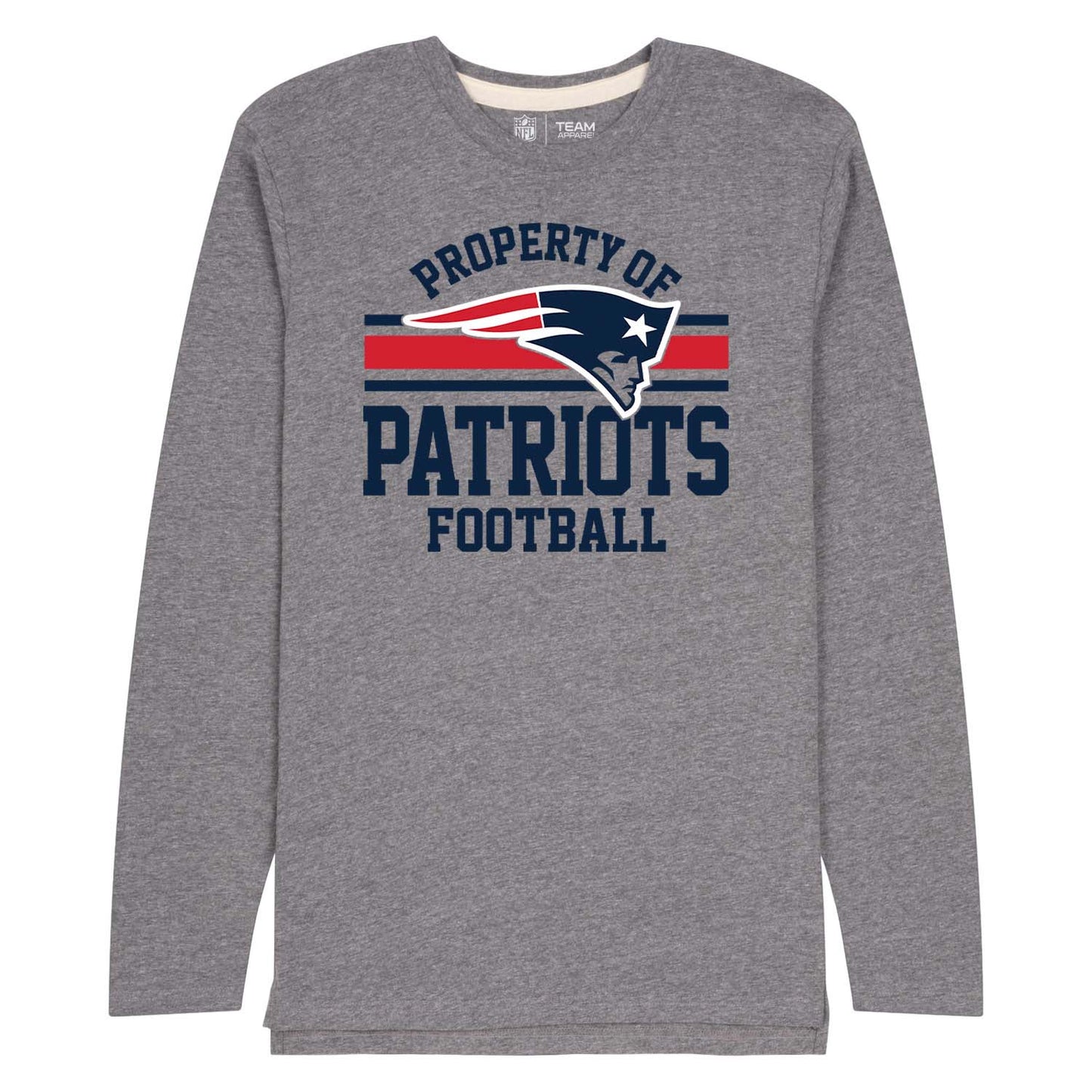 New England Patriots NFL Adult Property Of Long SleeveT Shirt - Sport Gray