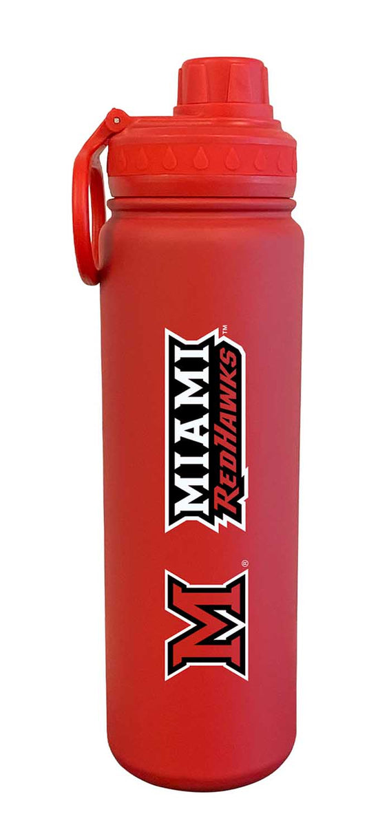 Miami Redhawks Miami Ohio RedHawks Stainless Steel Water Bottle 24 oz Insulated - Red
