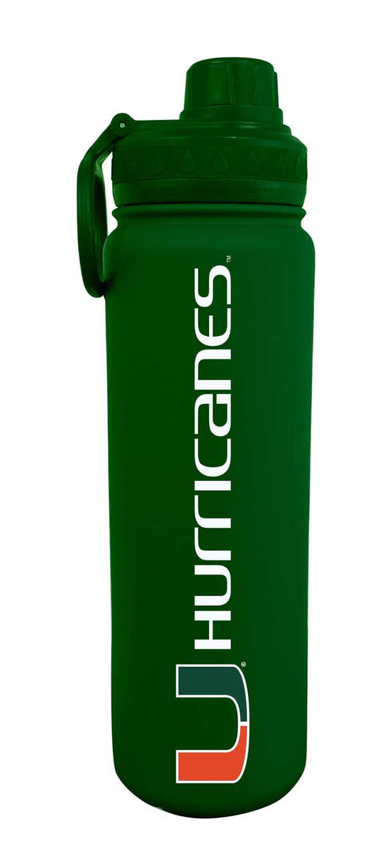 Miami Hurricanes  Stainless Steel Water Bottle 24 oz Insulated - Green