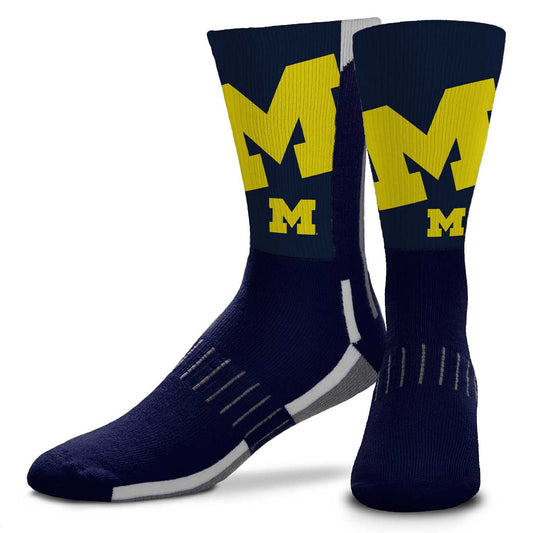 Michigan Wolverines NCAA Adult State and University Crew Socks - Indigo/Navy