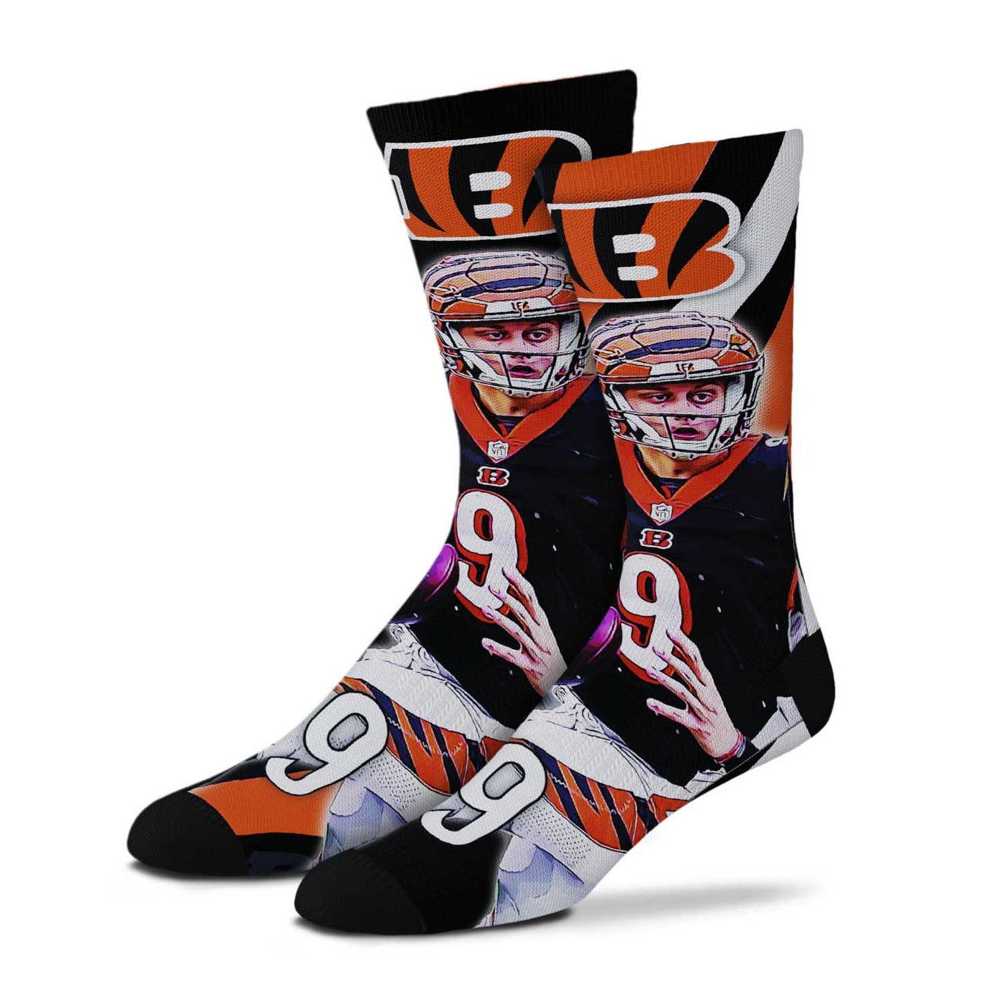 Cincinnati Bengals NFL Adult V Curve MVP Player Crew Socks - Black #9