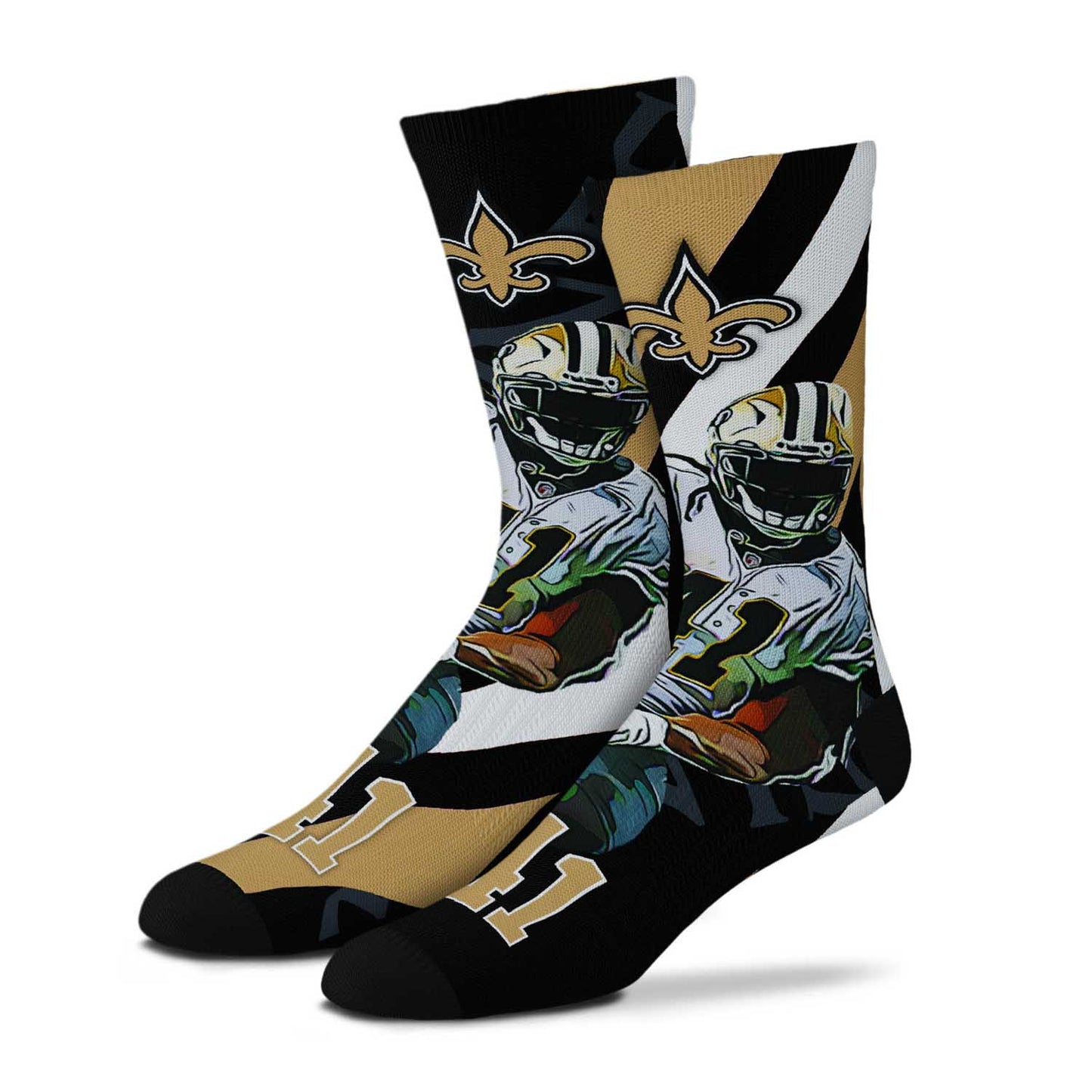 New Orleans Saints NFL Adult V Curve MVP Player Crew Socks - Black