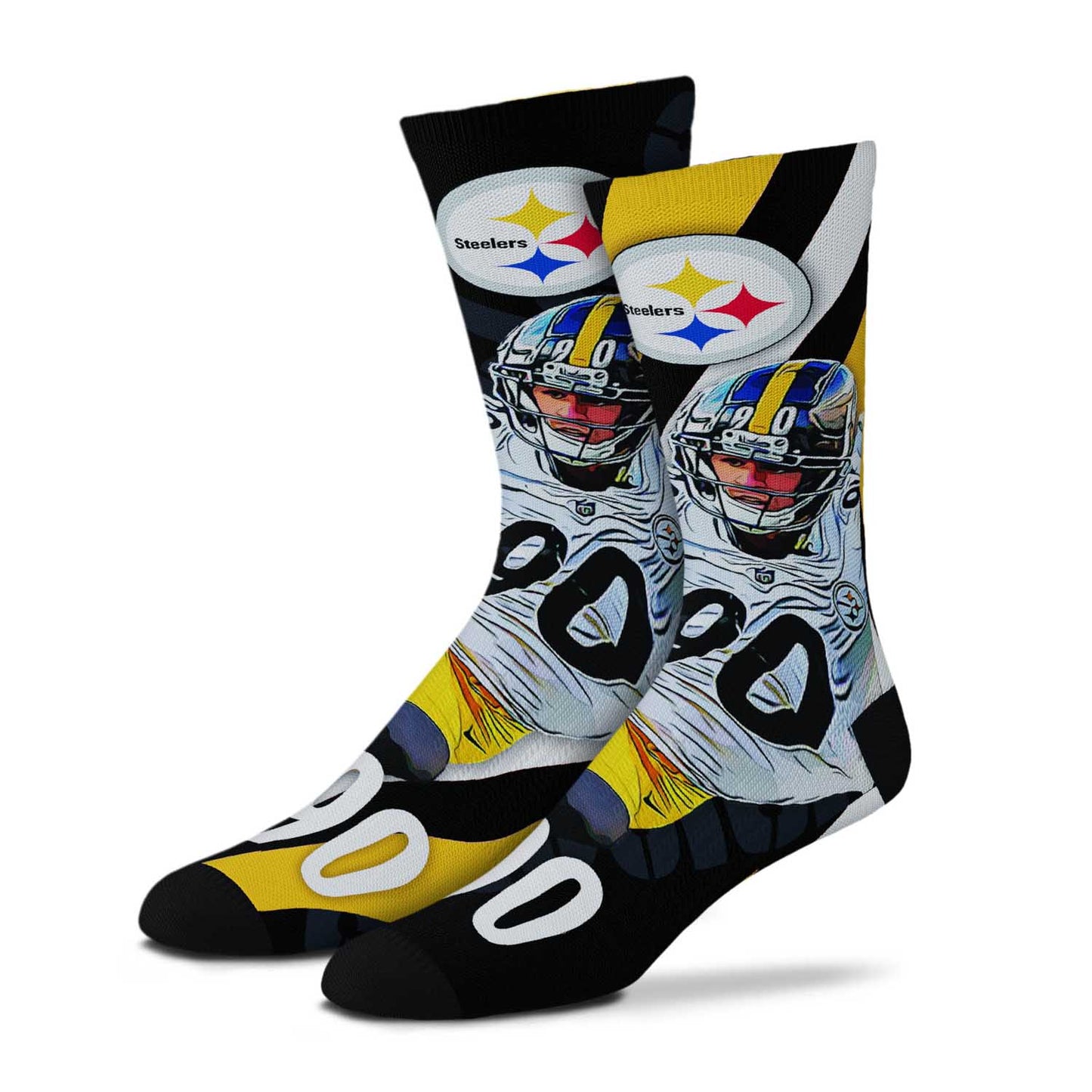 Pittsburgh Steelers NFL Adult V Curve MVP Player Crew Socks - Black