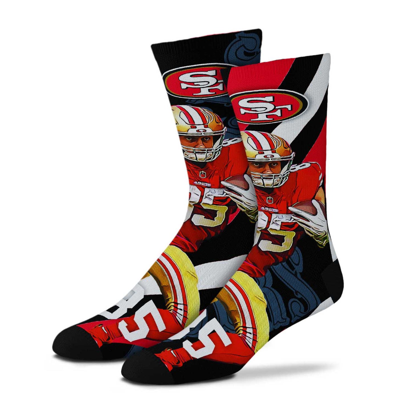San Francisco 49ers NFL Adult V Curve MVP Player Crew Socks - Black