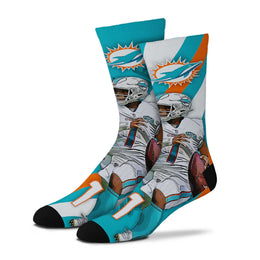 Miami Dolphins NFL Adult V Curve MVP Player Crew Socks - Teal