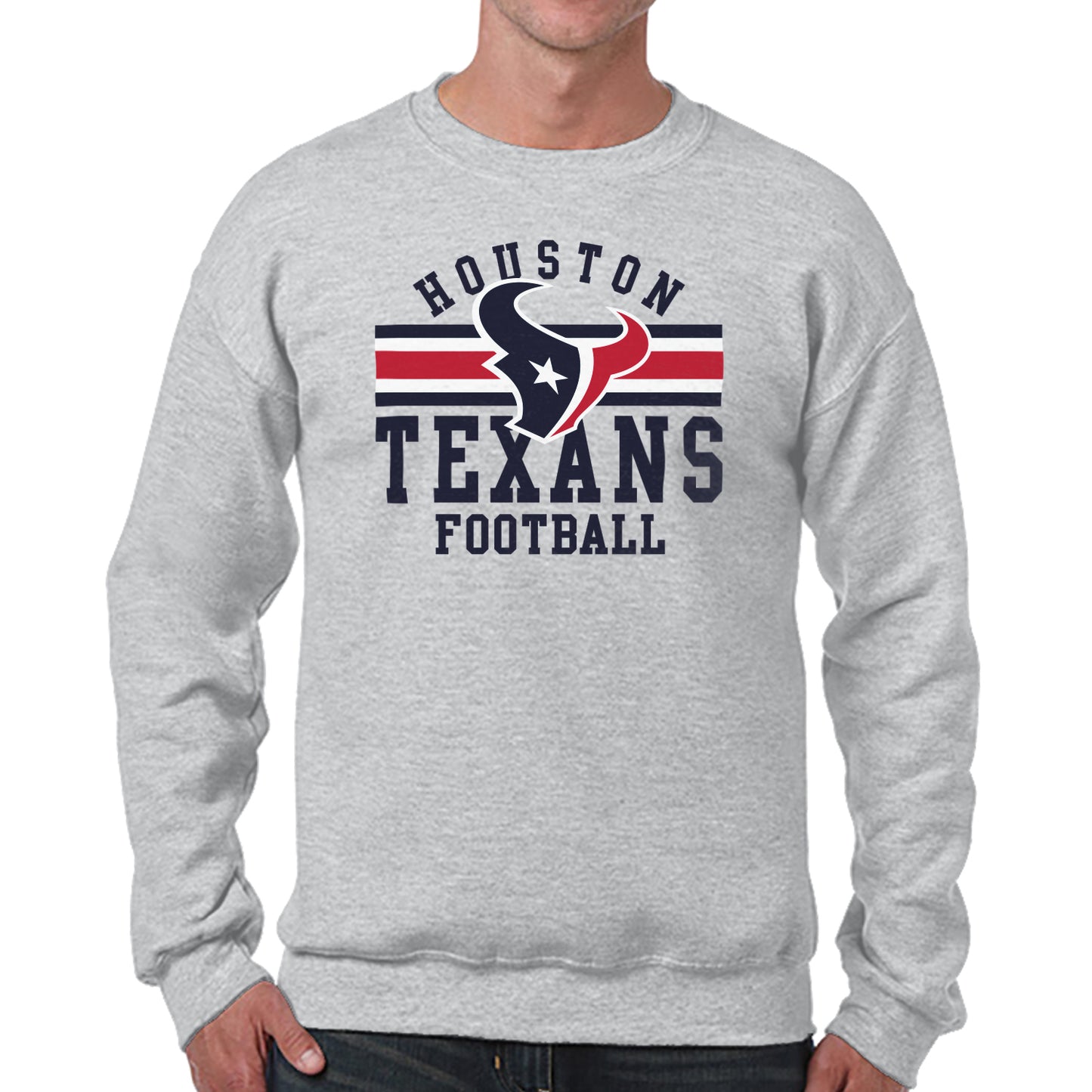 Houston Texans NFL Team Stripe Crew Sweatshirt - Sport Gray