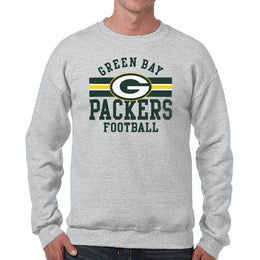 Green Bay Packers NFL Team Stripe Crew Sweatshirt - Sport Gray