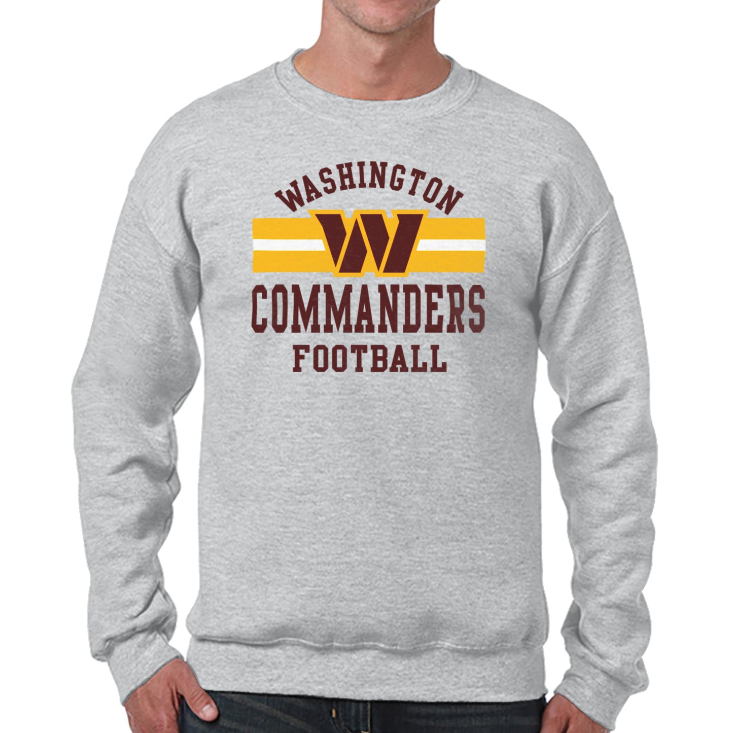 Washington Commanders NFL Team Stripe Crew Sweatshirt - Sport Gray