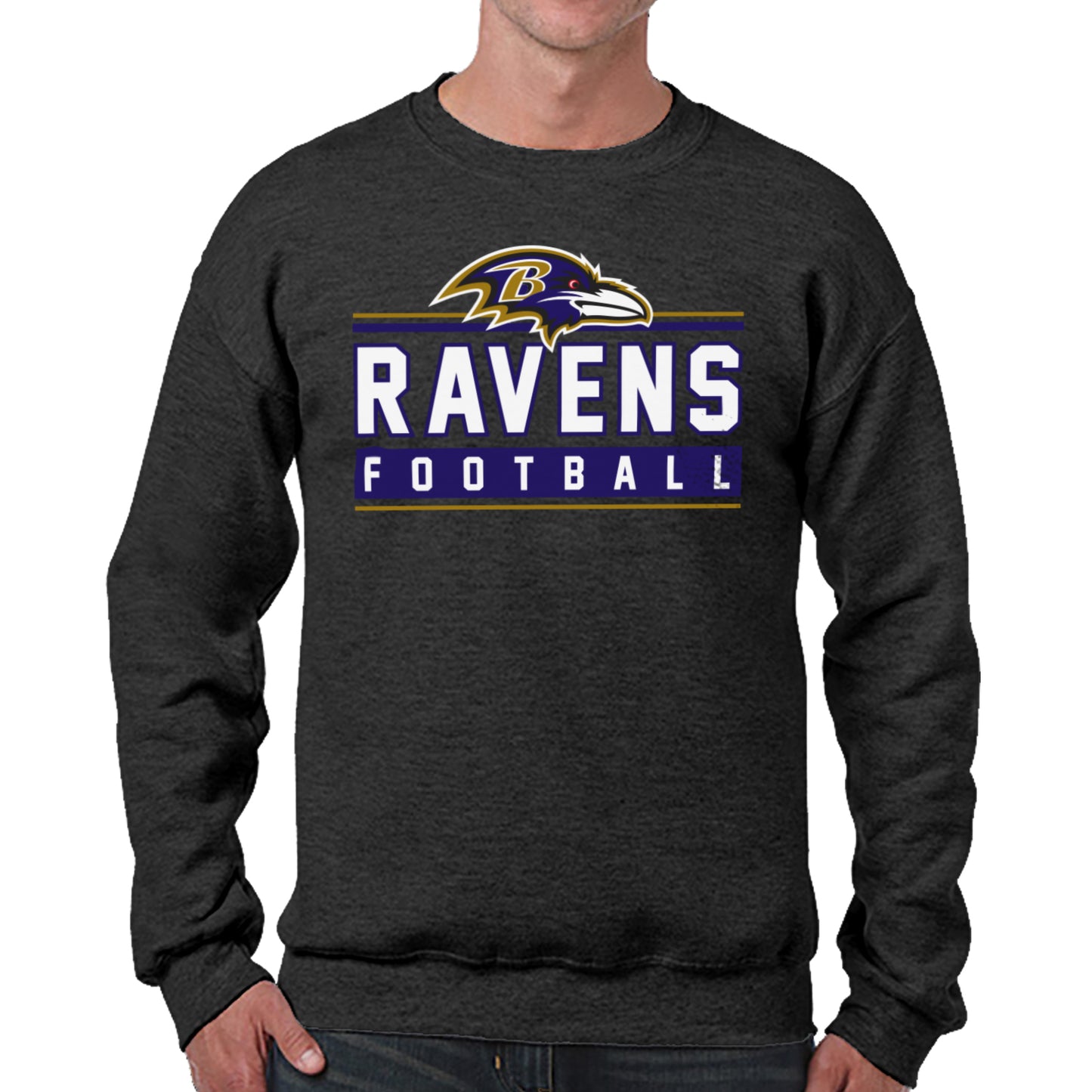 Baltimore Ravens NFL Adult True Fan Crewneck Sweatshirt - Charcoal