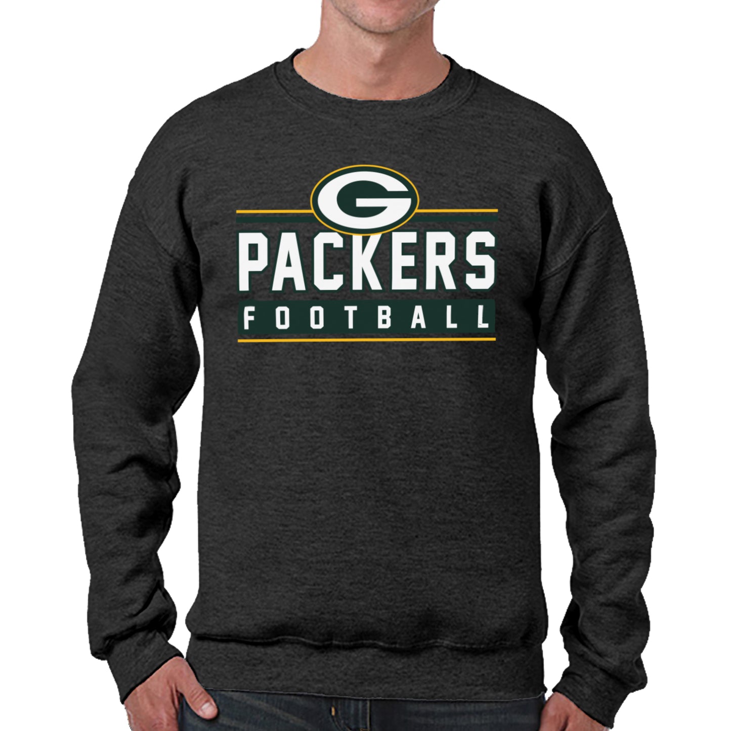 Green Bay Packers NFL Adult True Fan Crewneck Sweatshirt - Charcoal
