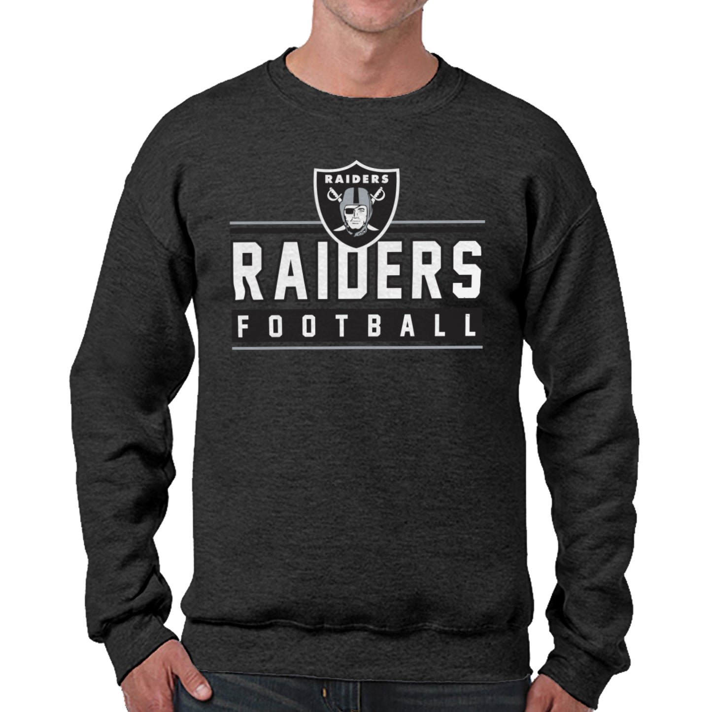 Las Vegas Raiders NFL Adult True Fan Crewneck Sweatshirt - Charcoal