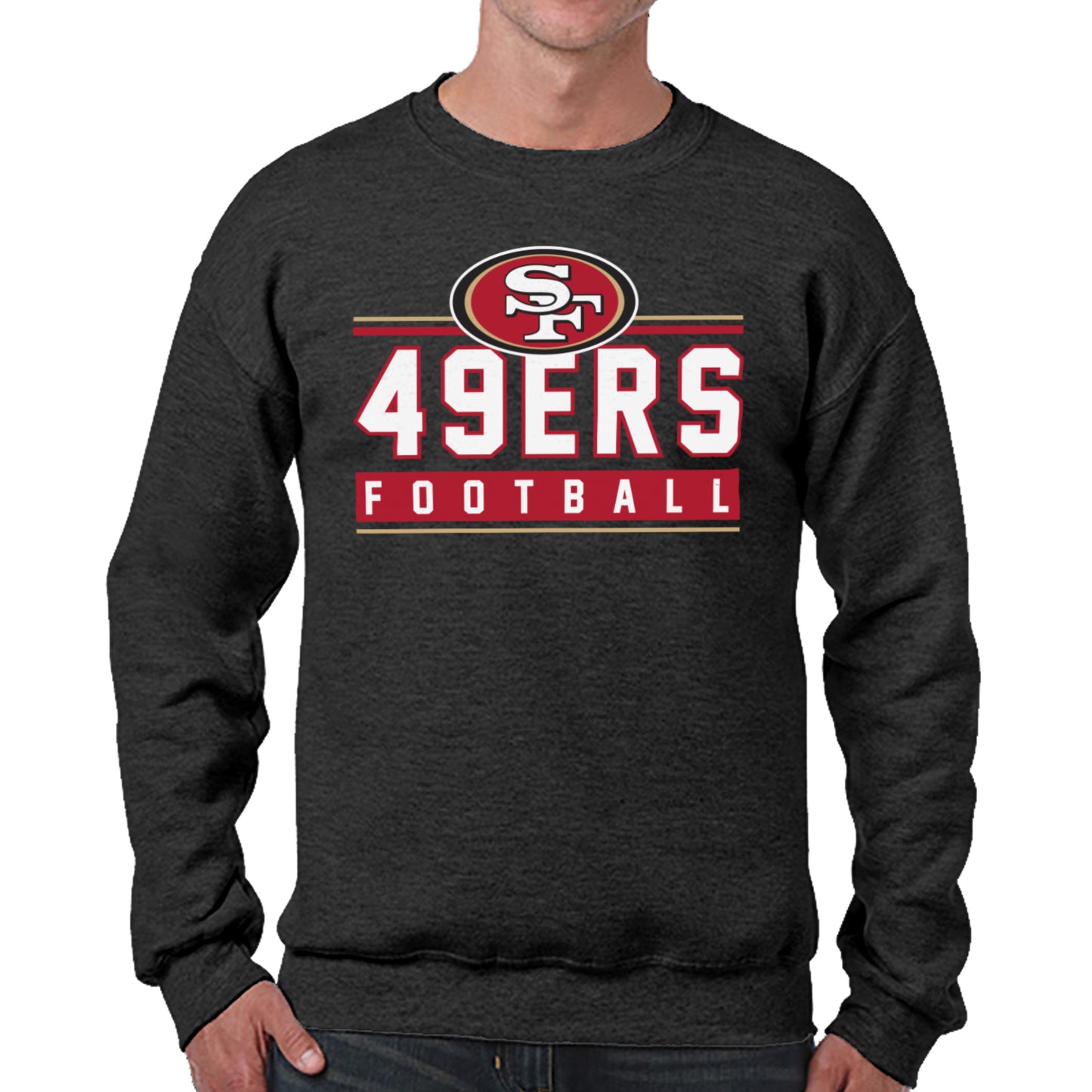 San Francisco 49ers NFL Adult True Fan Crewneck Sweatshirt - Charcoal