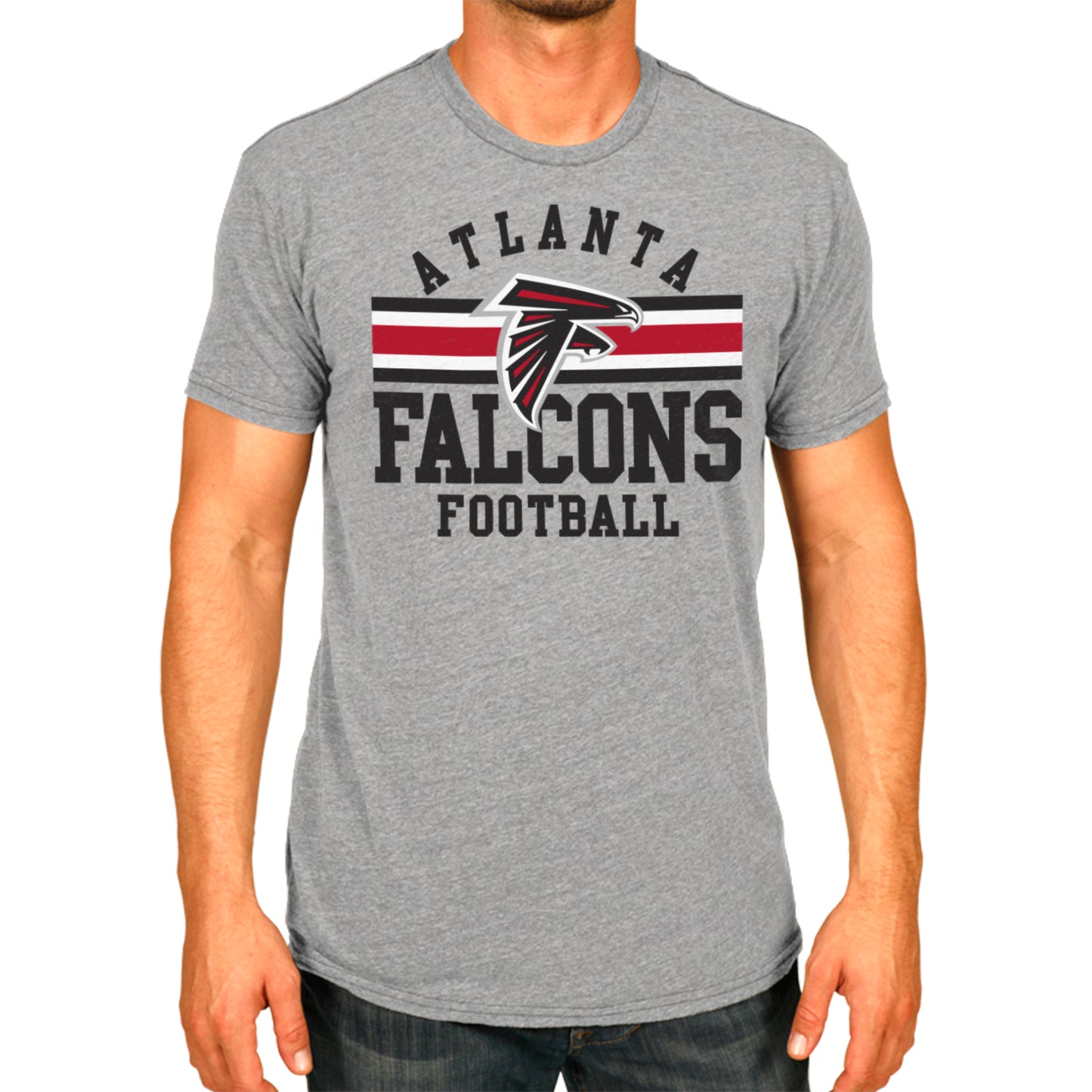 Atlanta Falcons NFL Adult Short Sleeve Team Stripe Tee - Sport Gray