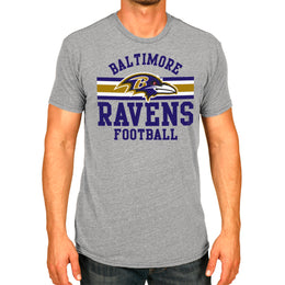 Baltimore Ravens NFL Adult Short Sleeve Team Stripe Tee - Sport Gray