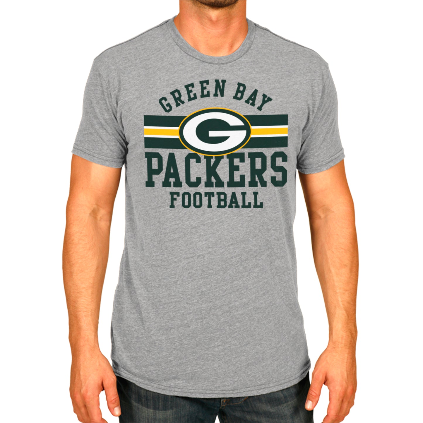 Green Bay Packers NFL Adult Short Sleeve Team Stripe Tee - Sport Gray