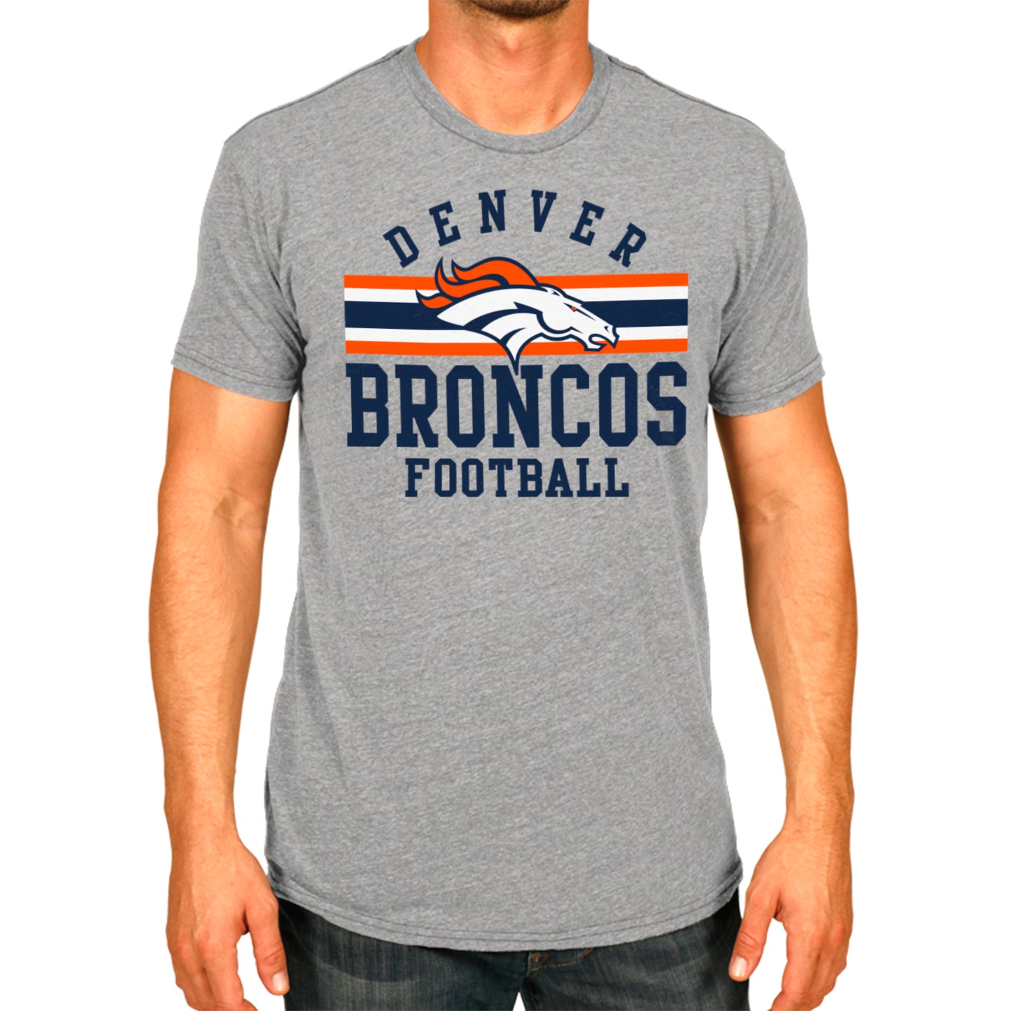 Denver Broncos NFL Adult Short Sleeve Team Stripe Tee - Sport Gray
