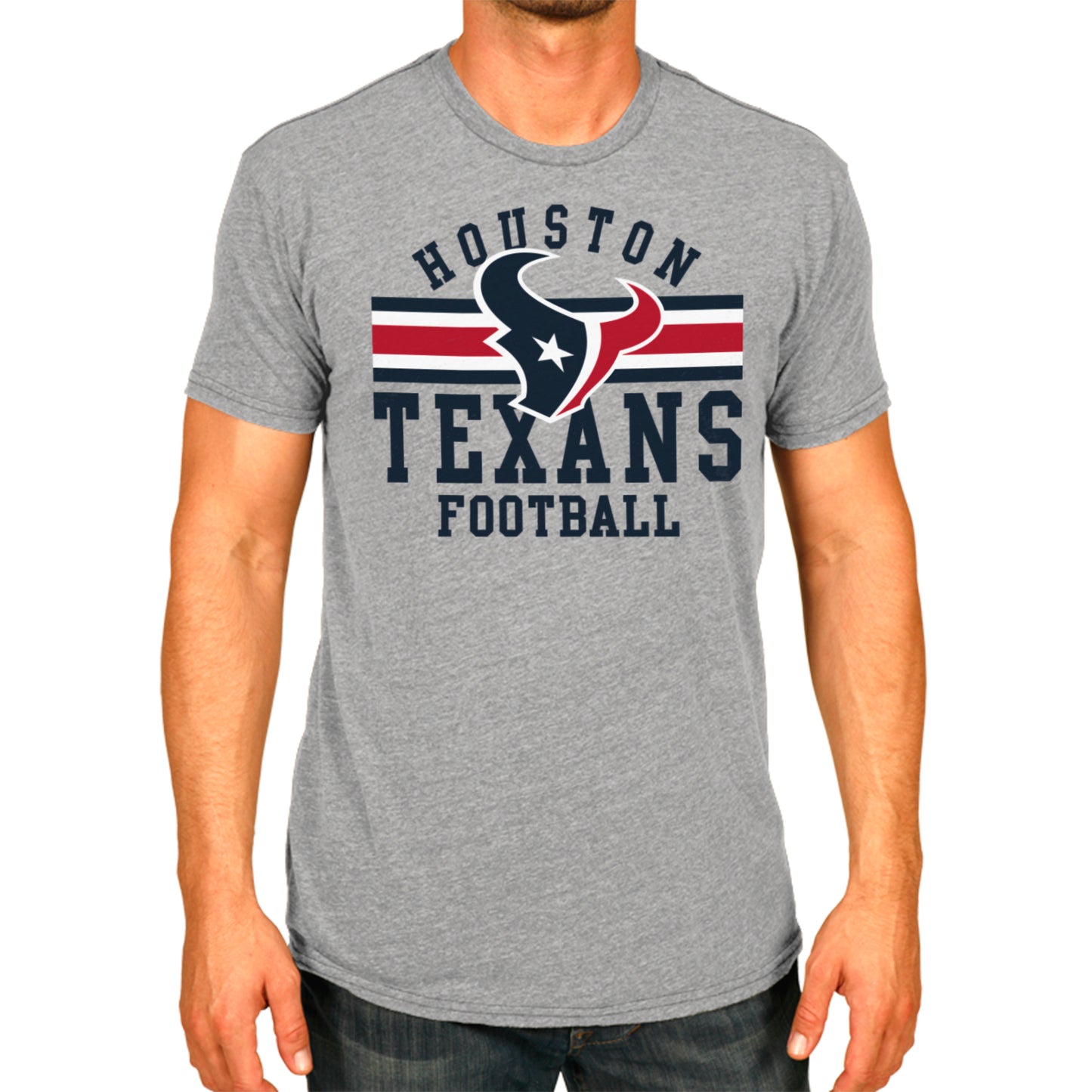 Houston Texans NFL Adult Short Sleeve Team Stripe Tee - Sport Gray