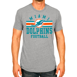 Miami Dolphins NFL Adult Short Sleeve Team Stripe Tee - Sport Gray