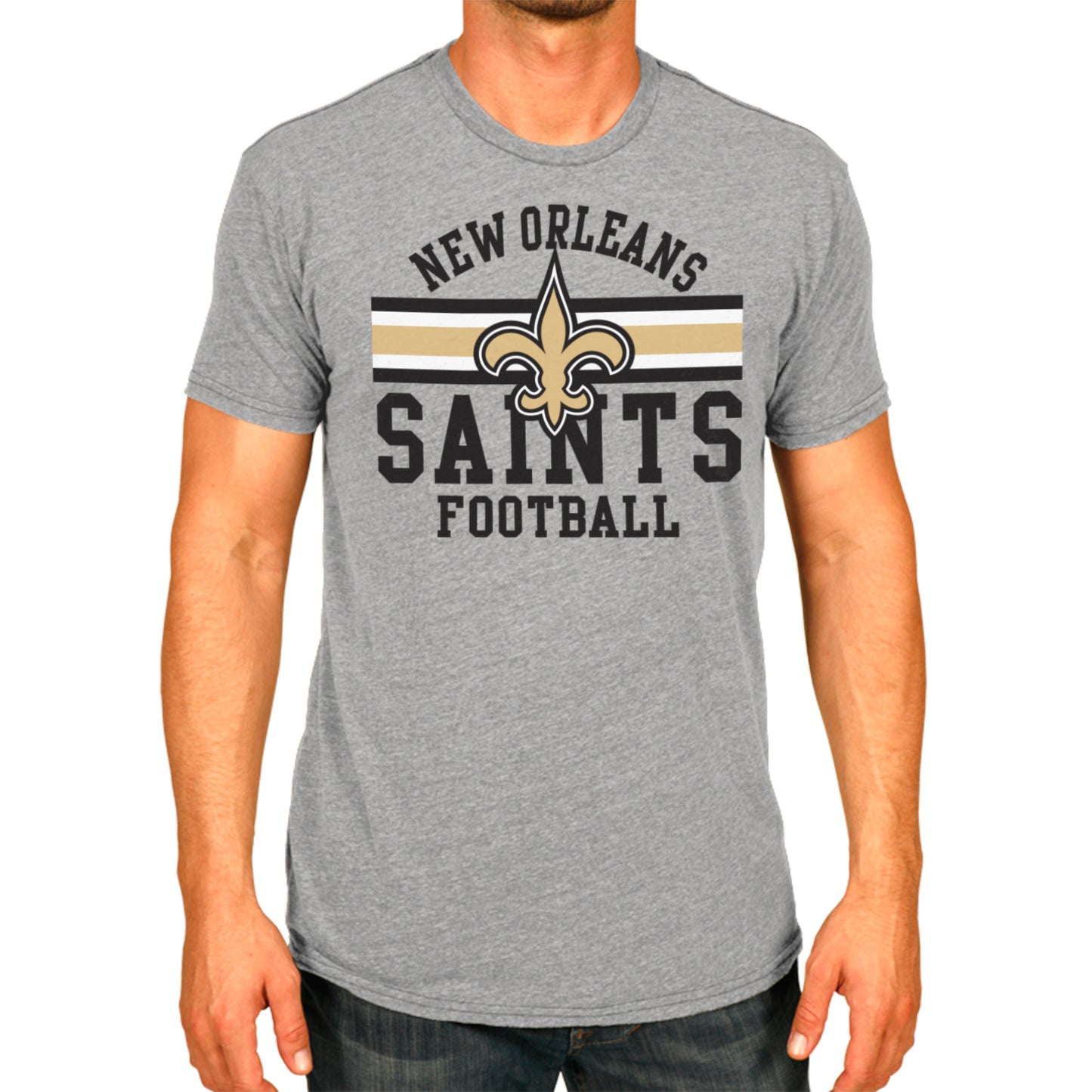 New Orleans Saints NFL Adult Short Sleeve Team Stripe Tee - Sport Gray