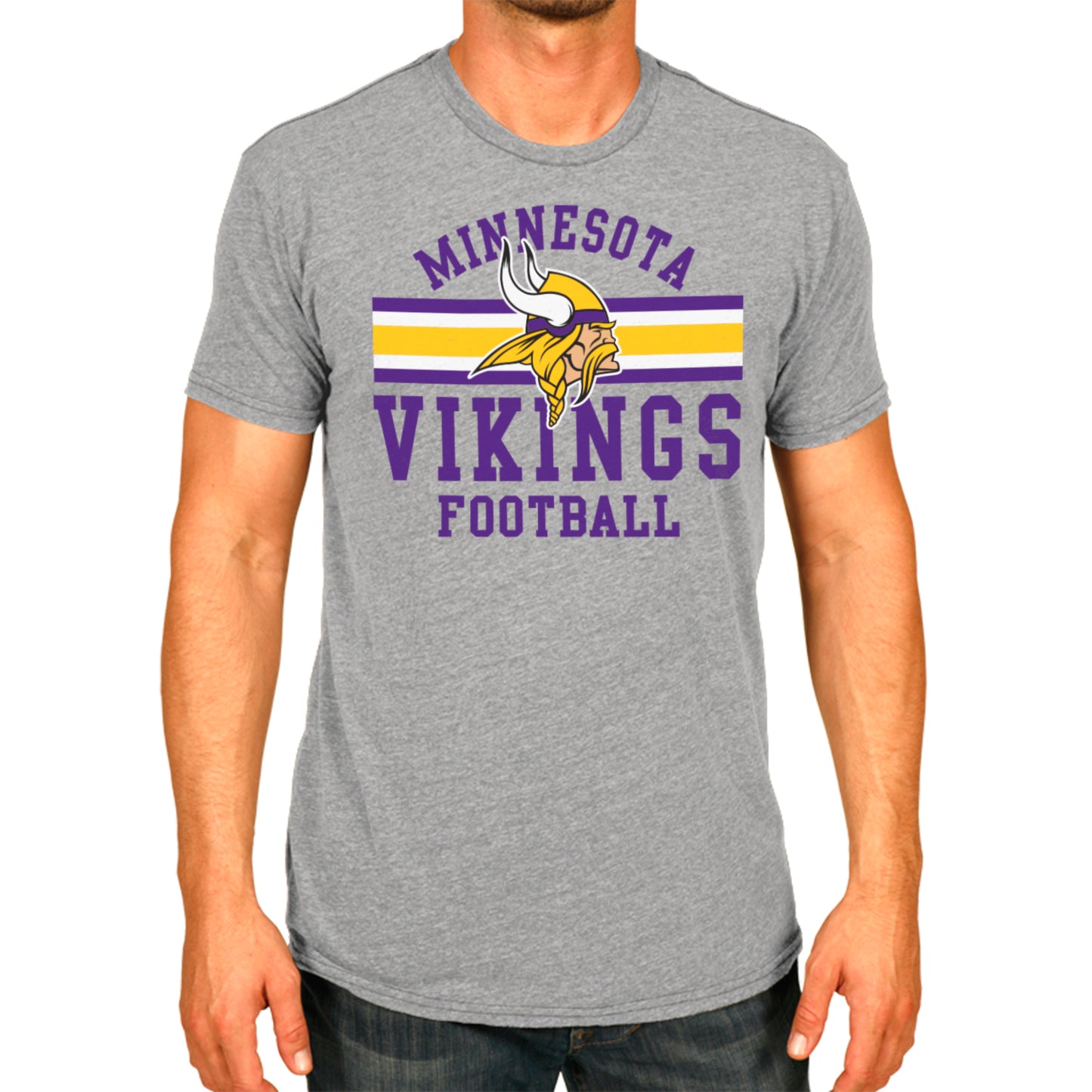 Minnesota Vikings NFL Adult Short Sleeve Team Stripe Tee - Sport Gray