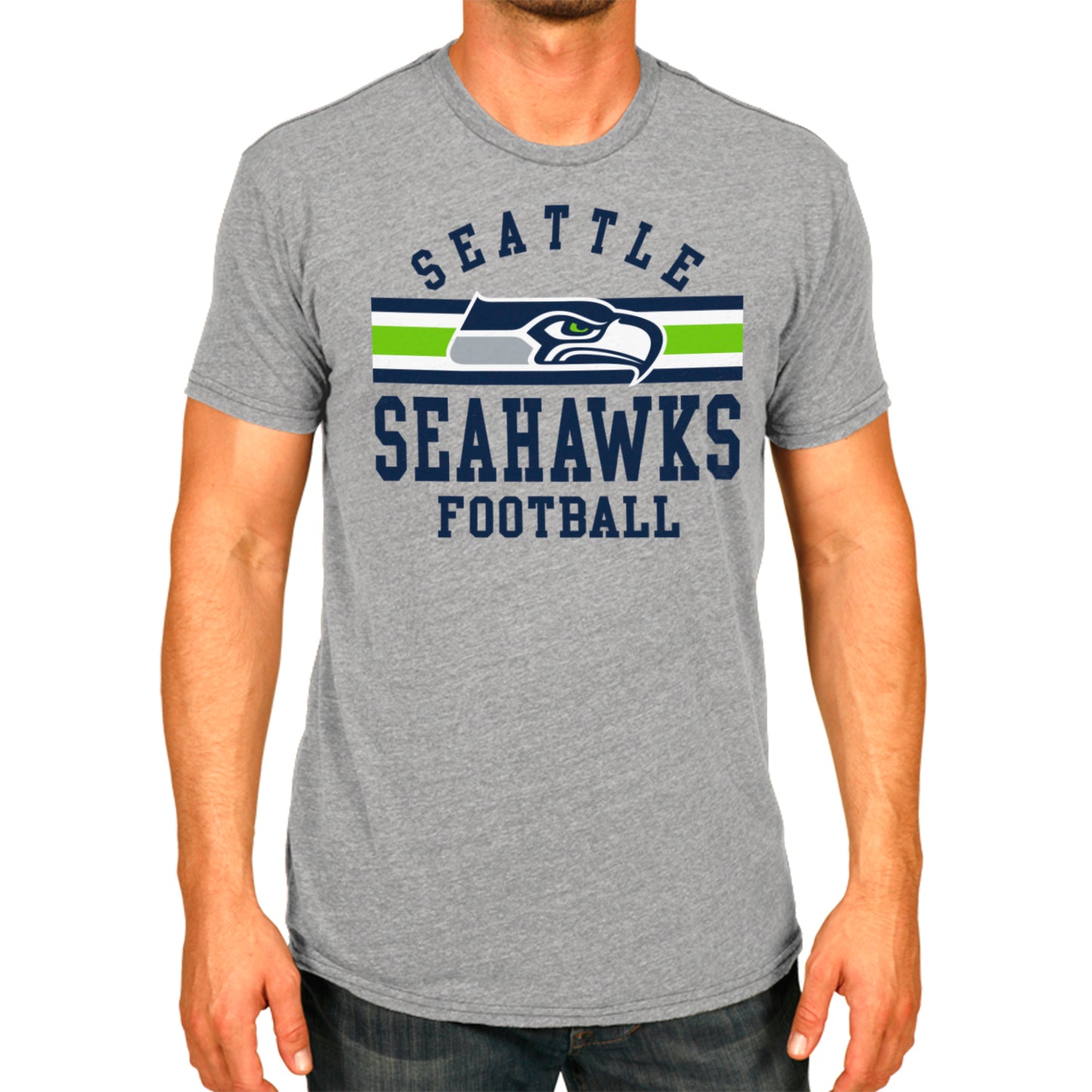Seattle Seahawks NFL Adult Short Sleeve Team Stripe Tee - Sport Gray
