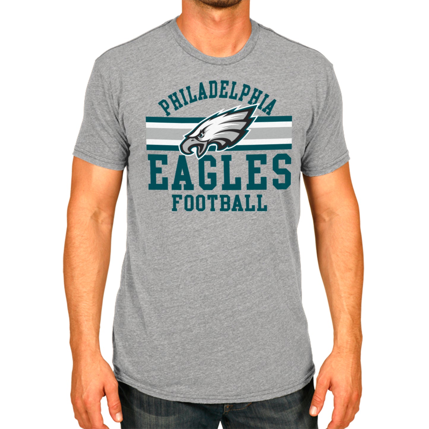 Philadelphia Eagles NFL Adult Short Sleeve Team Stripe Tee - Sport Gray