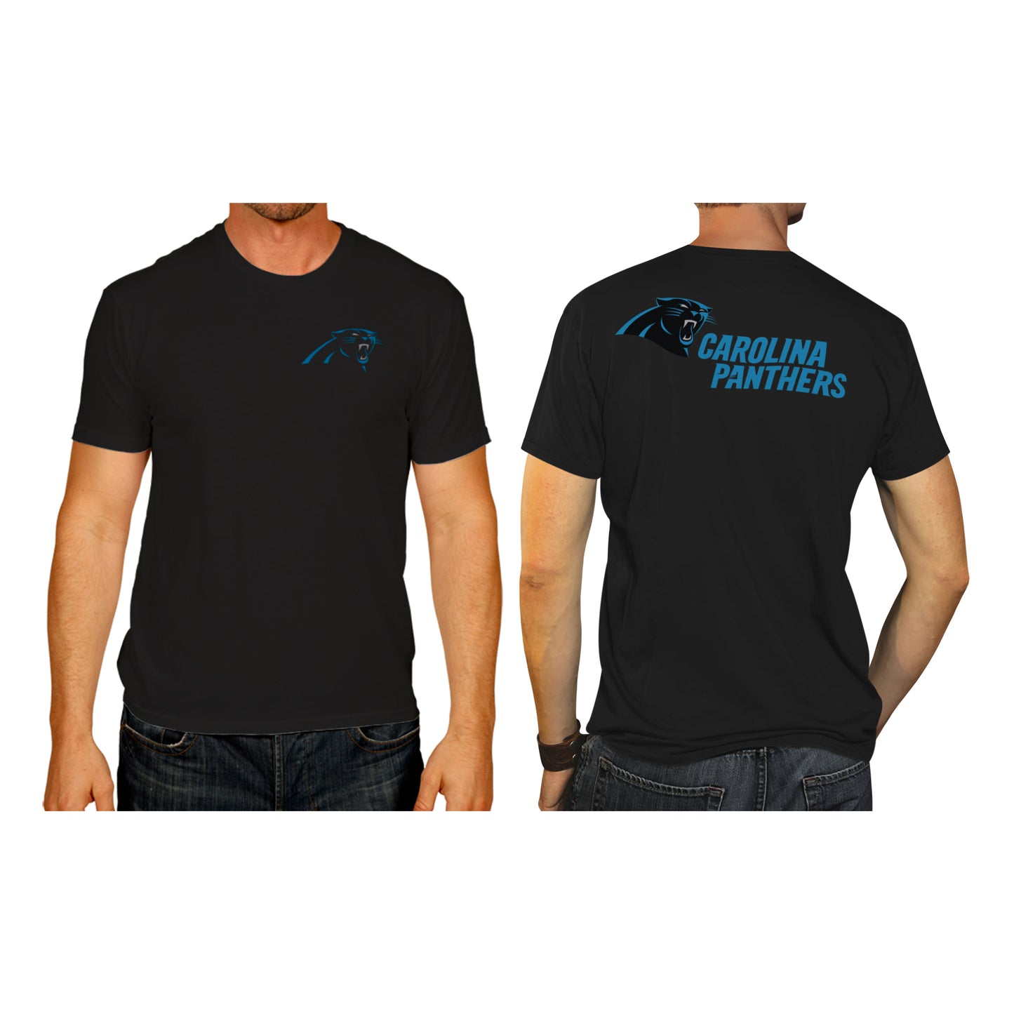 Carolina Panthers NFL Pro Football Final Countdown Adult Cotton-Poly Short Sleeved T-Shirt For Men & Women - Black