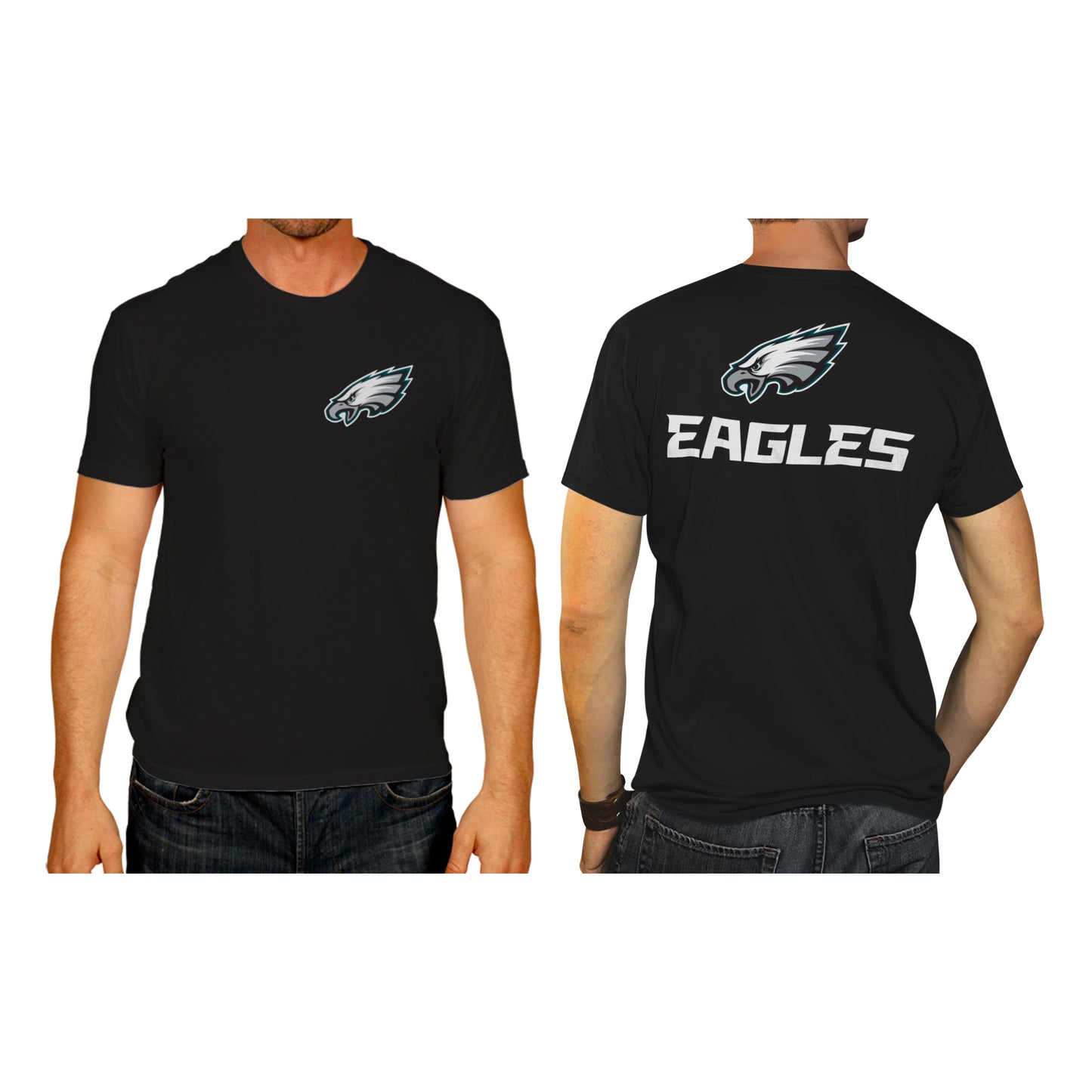 Philadelphia Eagles NFL Pro Football Final Countdown Adult Cotton-Poly Short Sleeved T-Shirt For Men & Women - Black