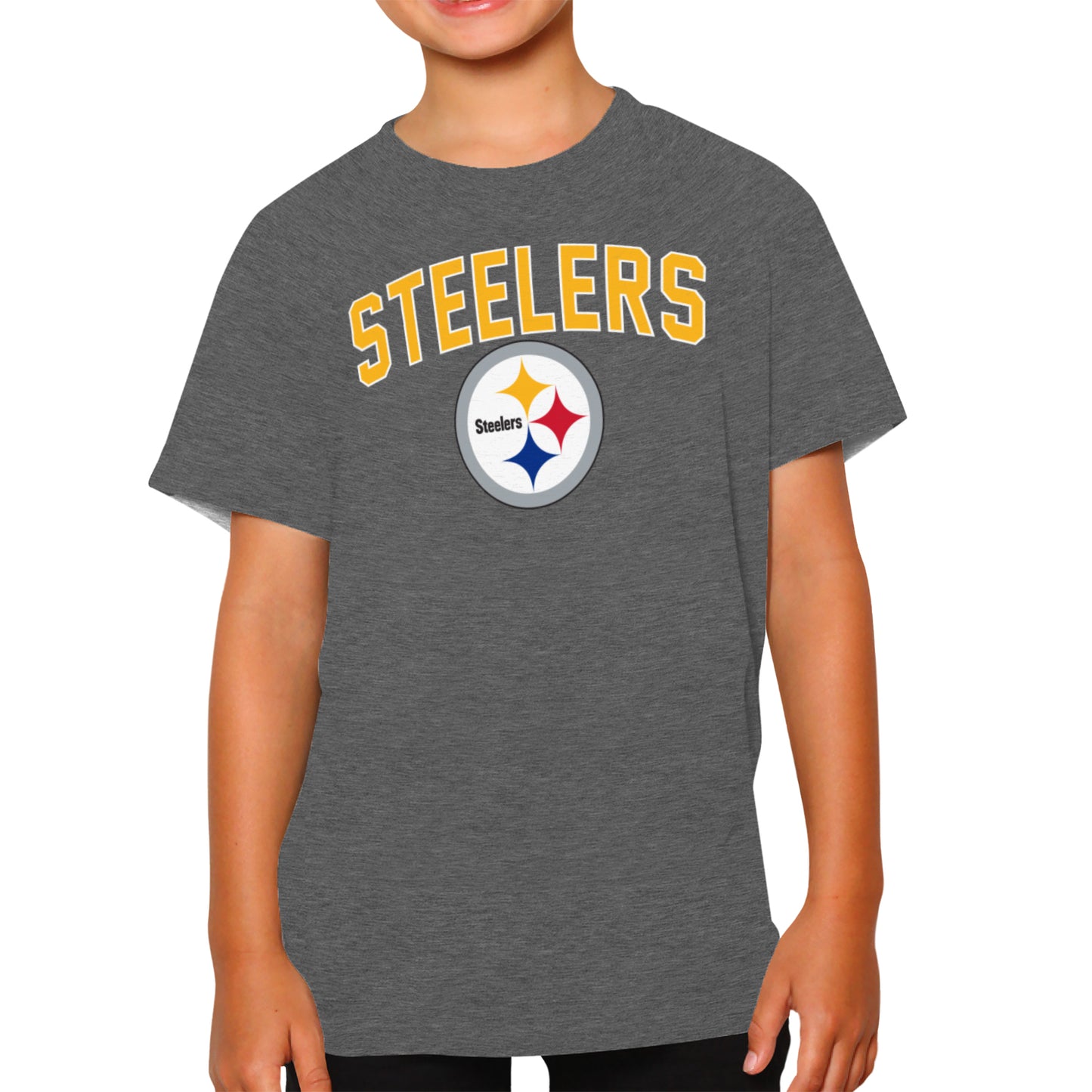 Pittsburgh Steelers NFL Youth Home Team Tee- Youth Pro Football T-Shirt For Boys & Girls Kids clothes - Sport Gray