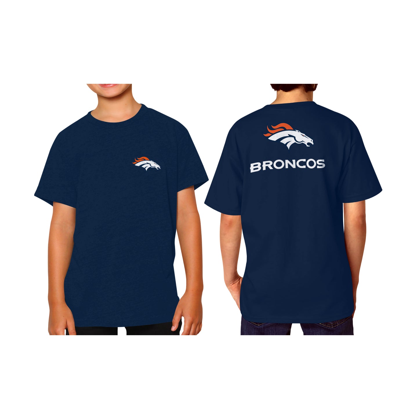 Denver Broncos Team Fan Apparel NFL Youth Final Countdown Tee- Pro Football T-Shirt For Boys & Girls - Navy