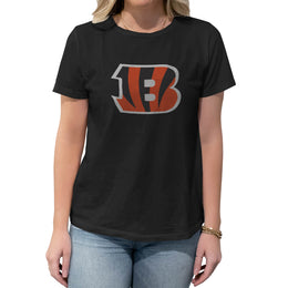 Cincinnati Bengals NFL Womens Heather Logo Relaxed Fit T-Shirt - Black