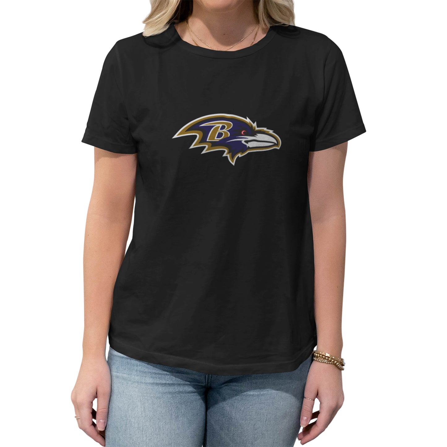 Baltimore Ravens NFL Womens Heather Logo Relaxed Fit T-Shirt - Black