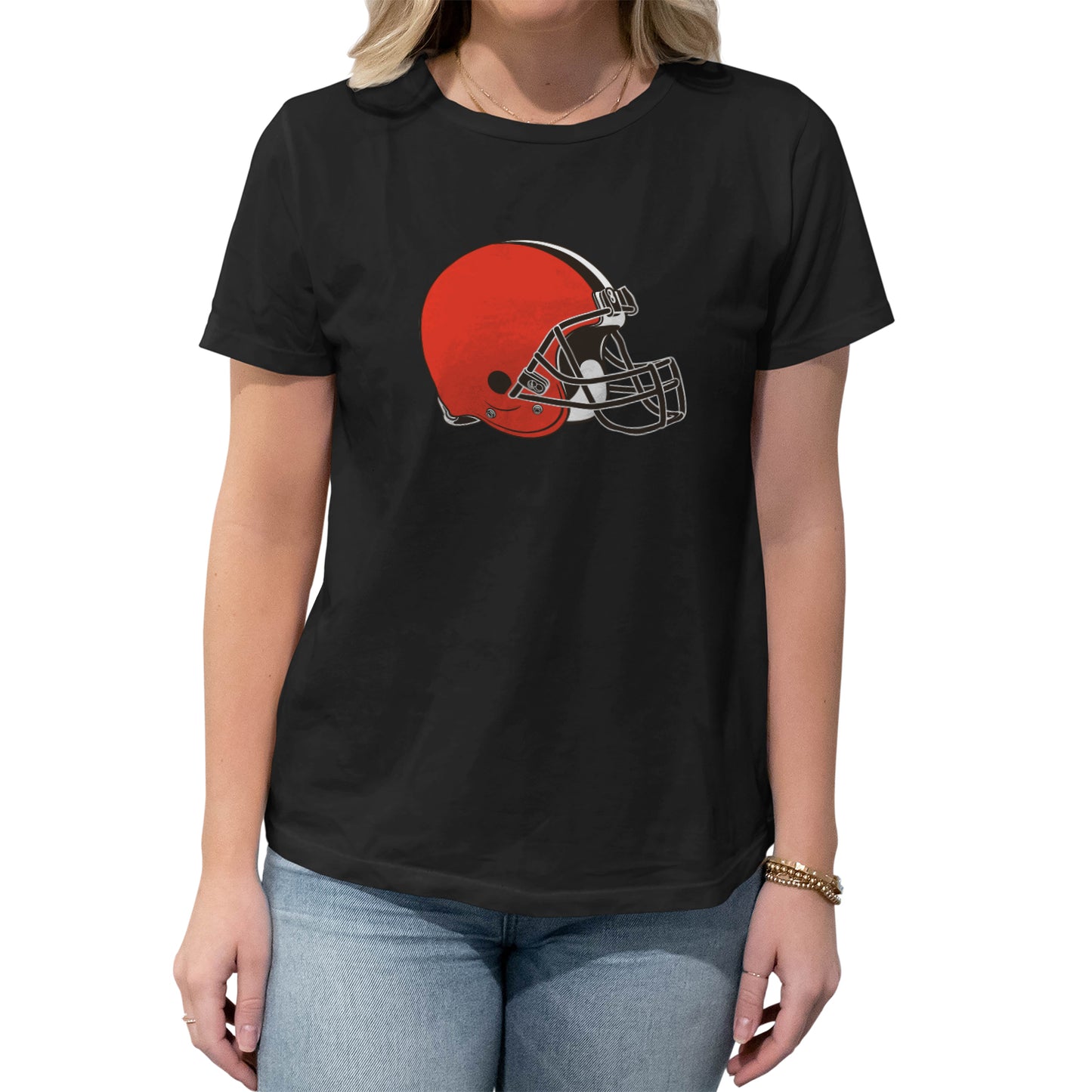 Cleveland Browns NFL Womens Heather Logo Relaxed Fit T-Shirt - Black