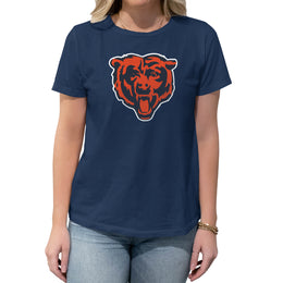 Chicago Bears NFL Womens Heather Logo Relaxed Fit T-Shirt - Navy