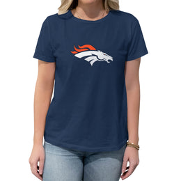 Denver Broncos NFL Womens Heather Logo Relaxed Fit T-Shirt - Navy