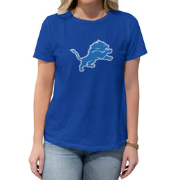 Detroit Lions NFL Womens Heather Logo Relaxed Fit T-Shirt - Royal