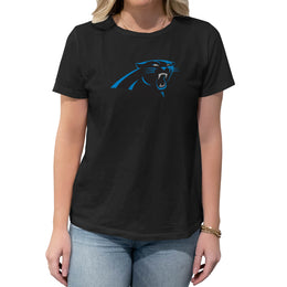 Carolina Panthers NFL Womens Heather Logo Relaxed Fit T-Shirt - Black