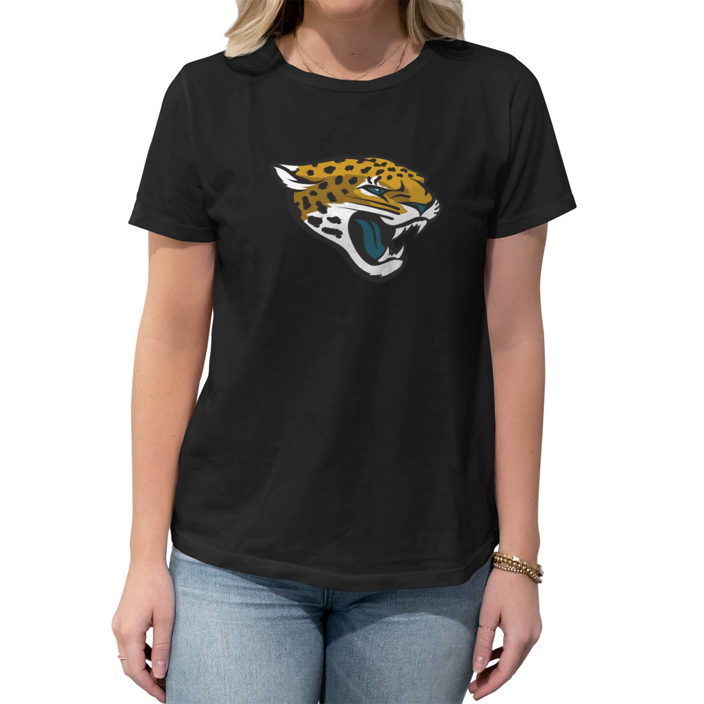 Jacksonville Jaguars NFL Womens Heather Logo Relaxed Fit T-Shirt - Black