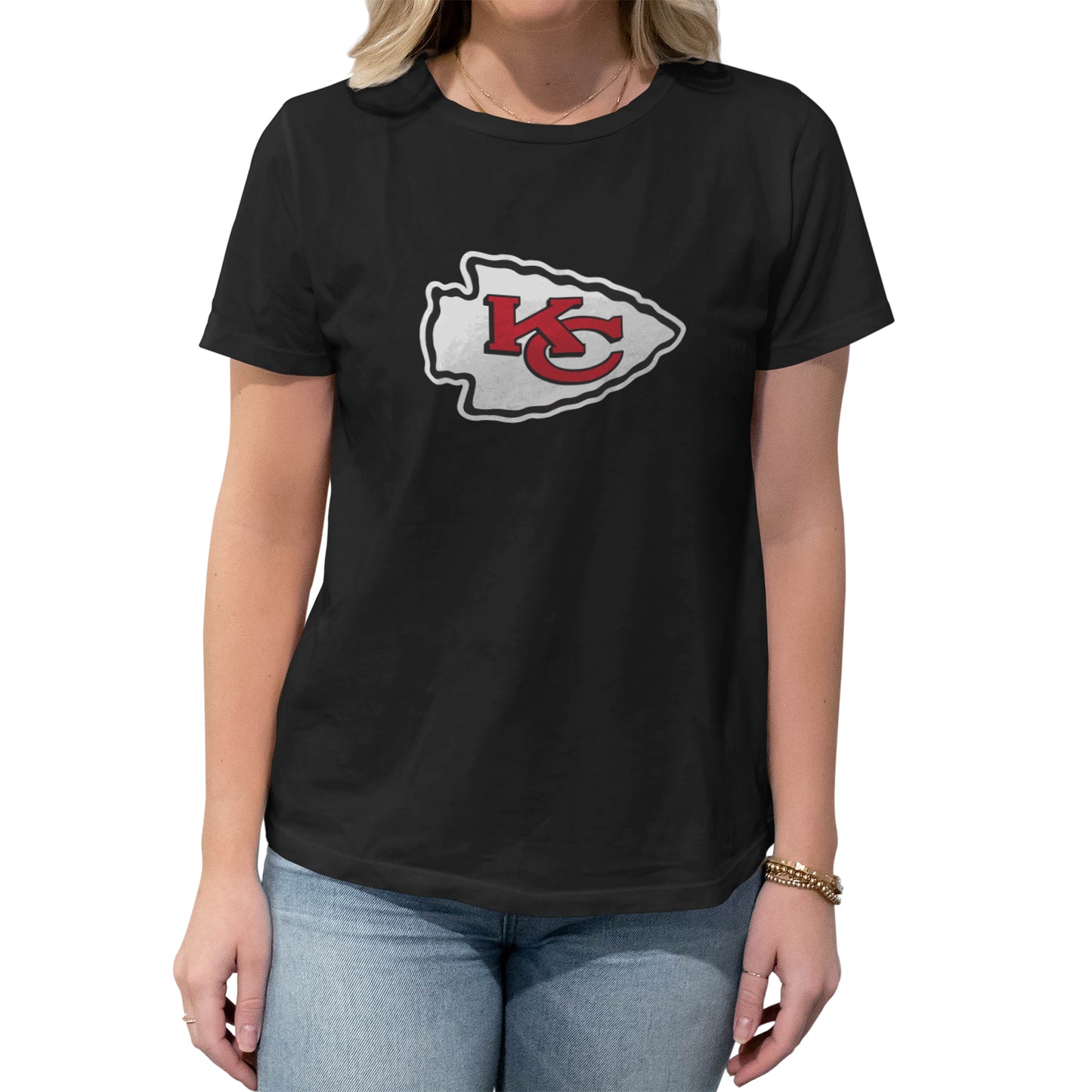 Kansas City Chiefs NFL Womens Heather Logo Relaxed Fit T-Shirt - Black