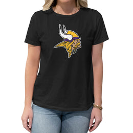 Minnesota Vikings NFL Womens Heather Logo Relaxed Fit T-Shirt - Black