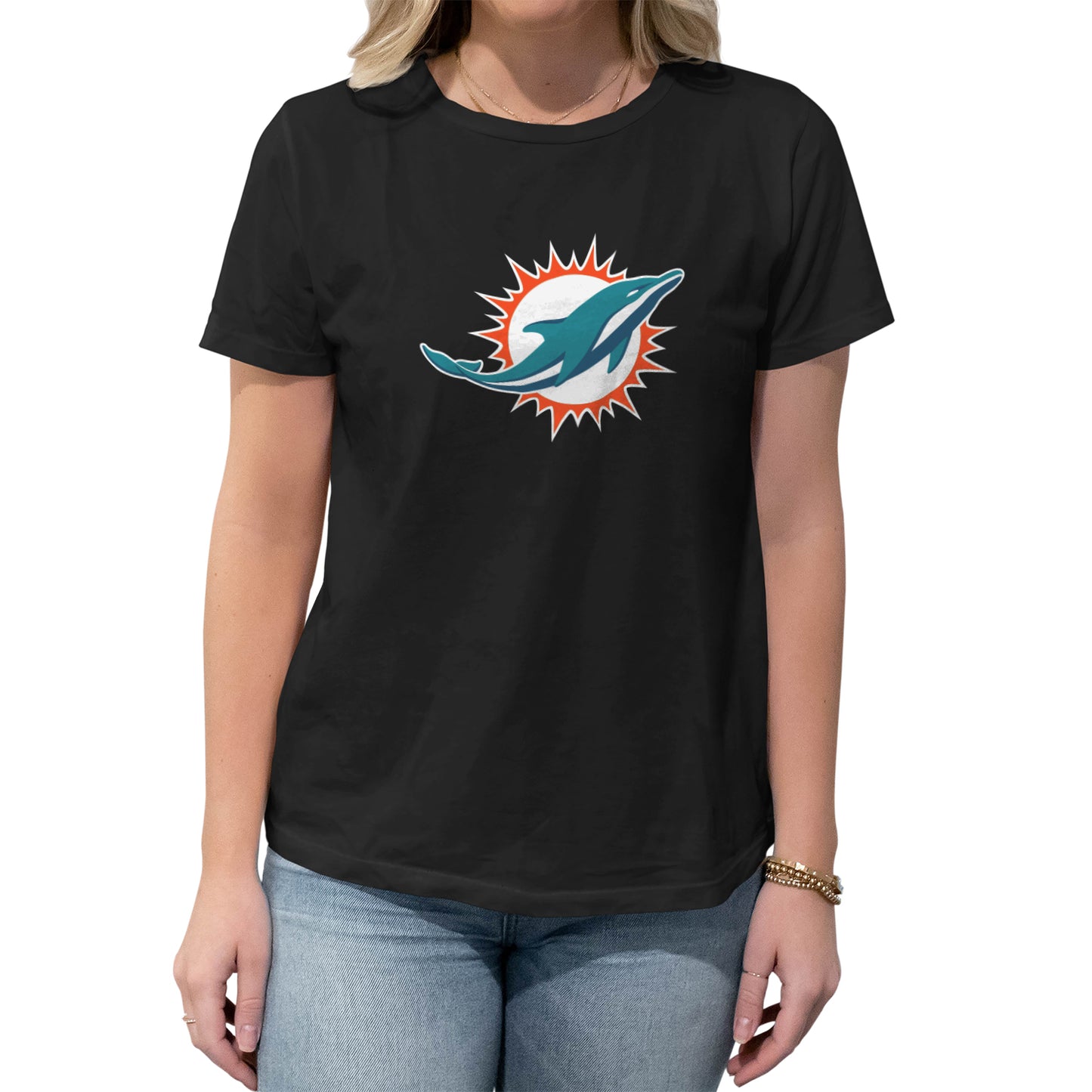 Miami Dolphins NFL Womens Heather Logo Relaxed Fit T-Shirt - Black