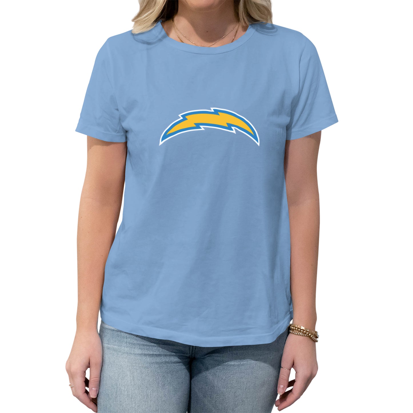 Los Angeles Chargers NFL Womens Heather Logo Relaxed Fit T-Shirt - Light Blue